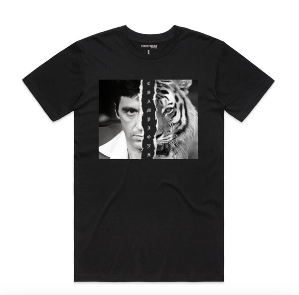 Street Wear Tiger Scarface Tony Black Tee Empire Clothing Shop