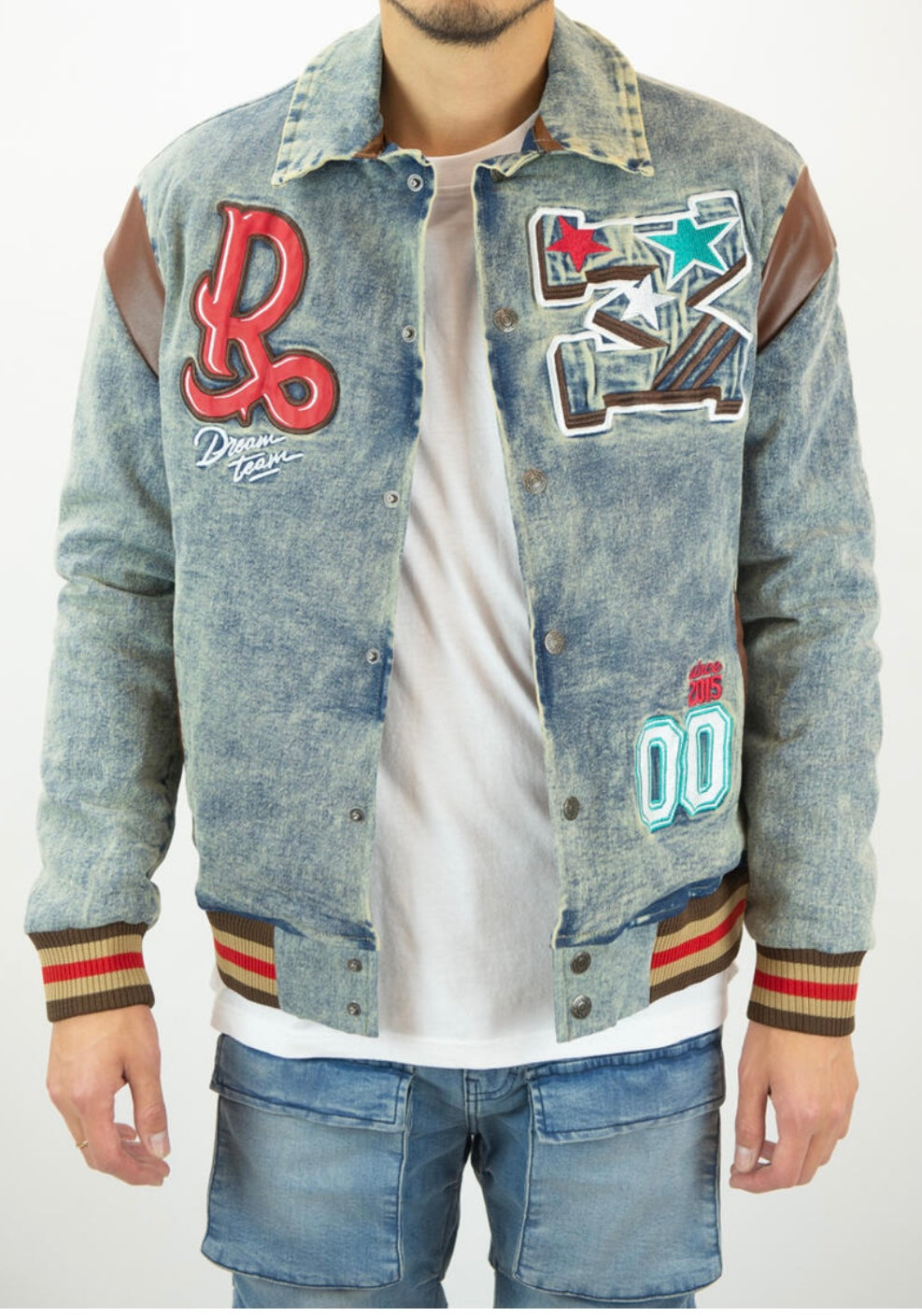 Rebel Minds - Denim Blue Varsity Jacket