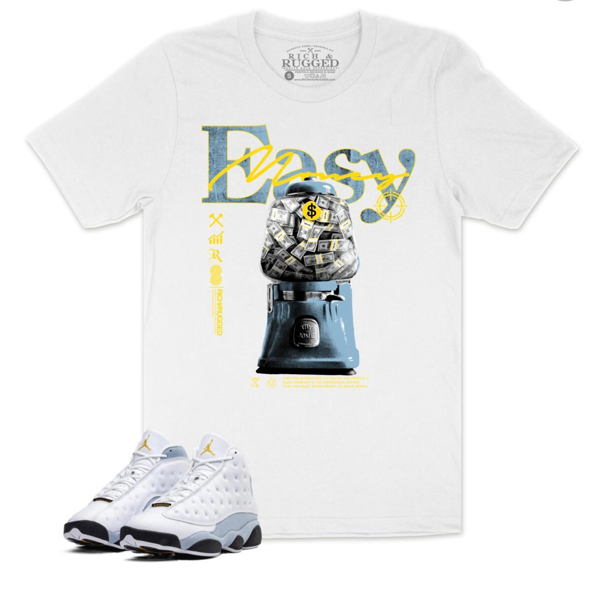 Rich & Rugged - Easy Money White Jordan 13 Retro Blue Grey