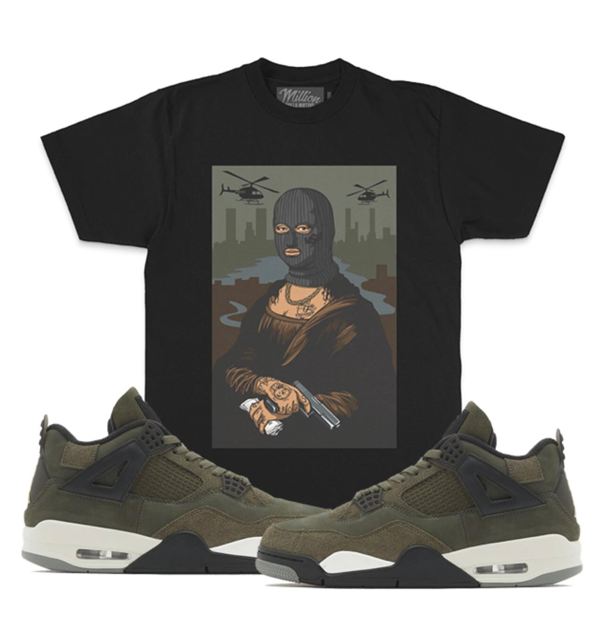 Jordan 4 Olive 4s Shirt Million - Money Lise Black Shirt