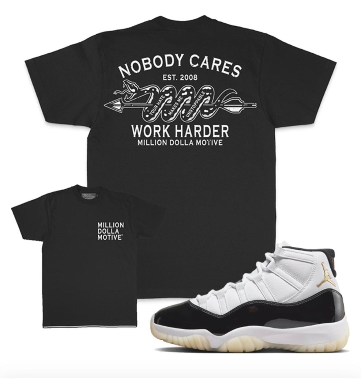 Jordan 11 Retro 11 T Shirt Million - Nobody Cares Black T Shirt