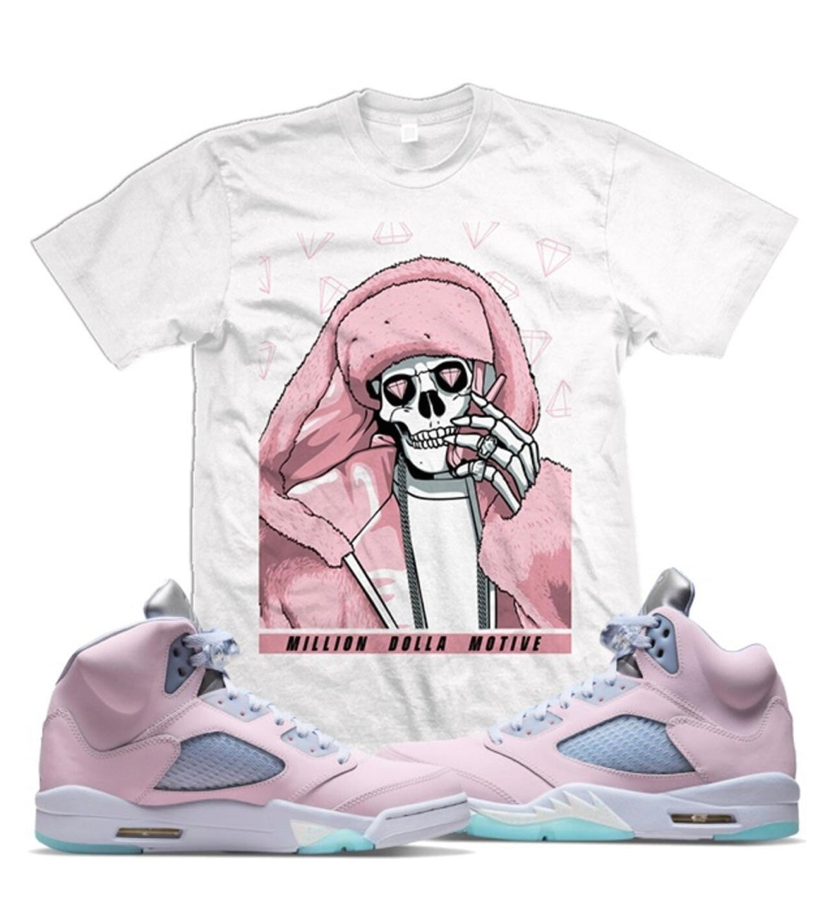 Jordan 5 Easter 5s T Shirt Million - Pink Fur White / Pink T Shirt