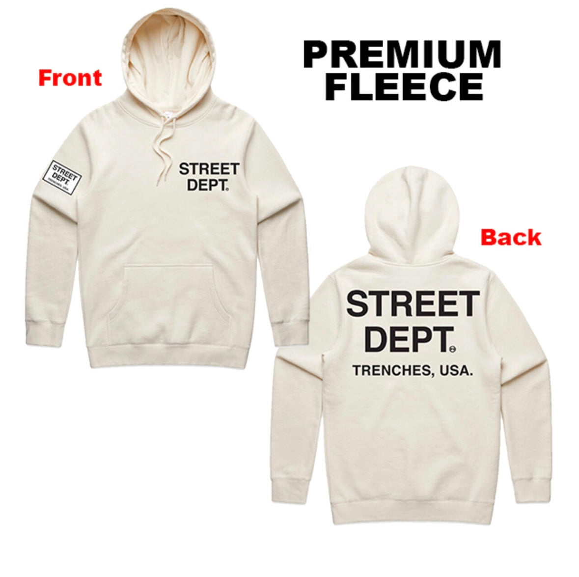 Street Dept Cream Hoodie - Premium Streetwear Hoody Urban Style