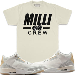 Jordan Retro 3 Craft Ivory 3s Million - Milli Crew Natural Sail Shirt