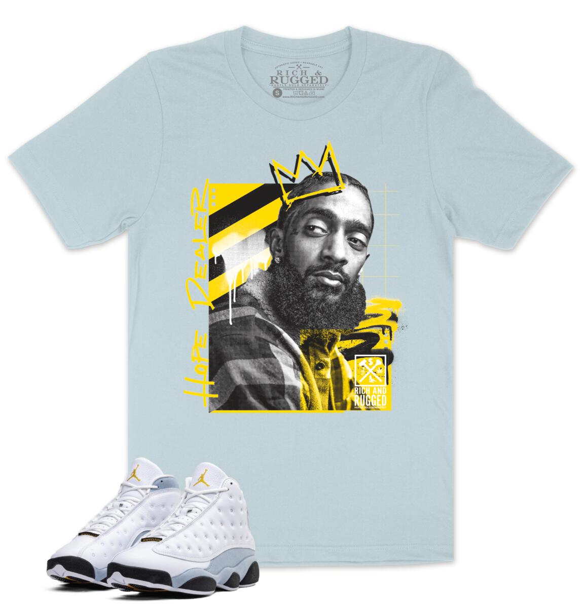 Jordan 13 Blue Grey 13s Shirt - Rich & Rugged Nipsey Sky Blue Shirt