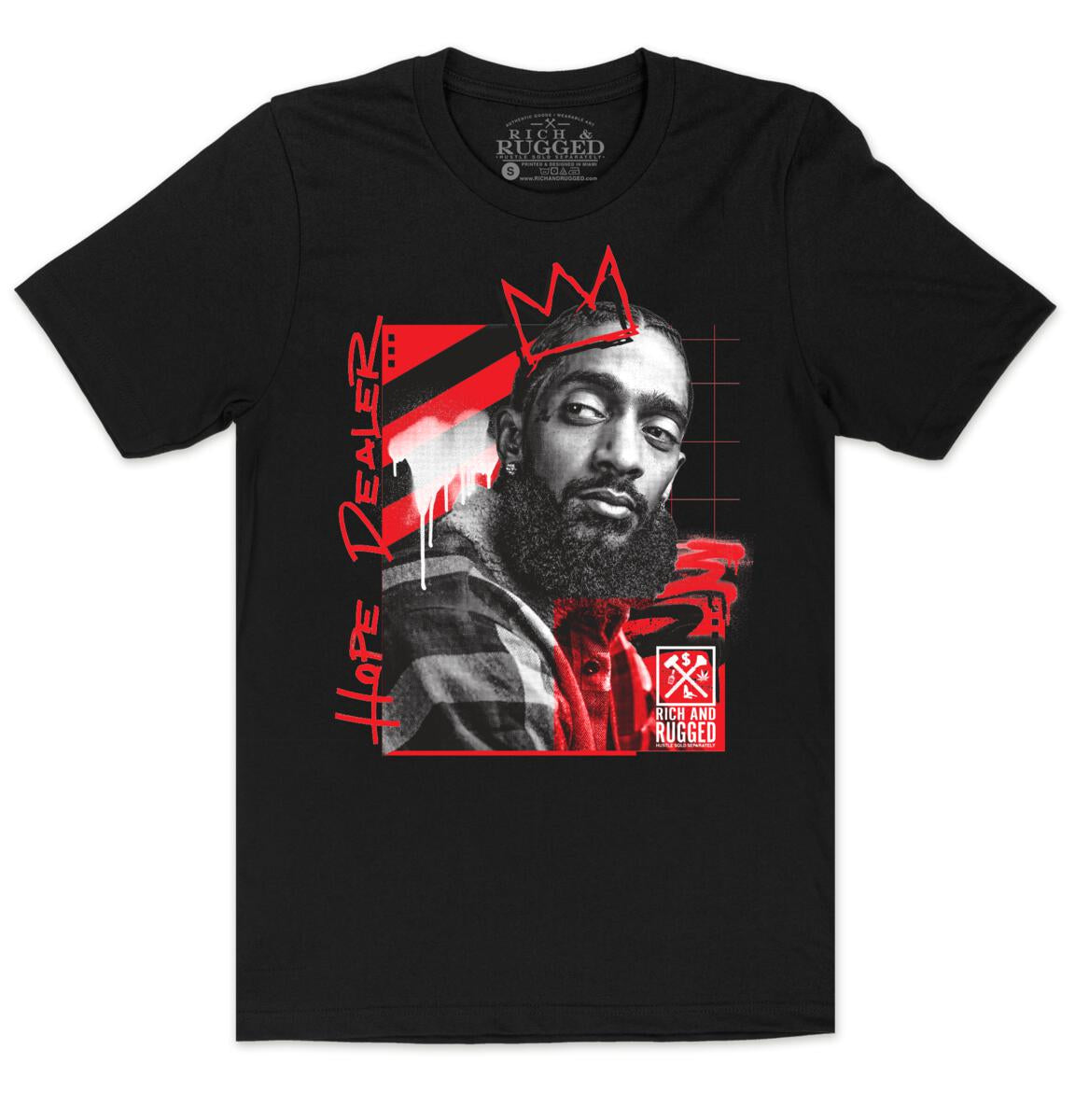 Jordan 4 Bred 4s Shirt - Rich & Rugged Nipsey Hussle Black Red Shirt