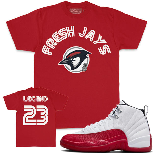 Jordan 12 Cherry 12s Shirt Million - Fresh Jays Red Shirt