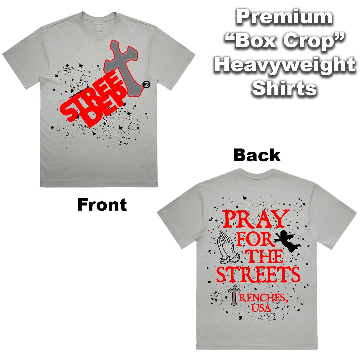 Street Dept - Pray For The Streets Grey Red Tee
