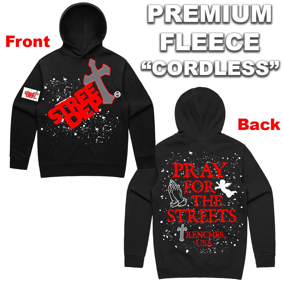Street Dept - Pray For The Streets Black Red Hoodie