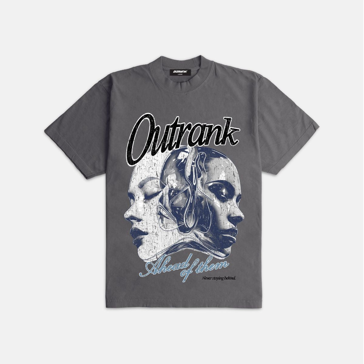 UNC 5s T-Shirt Outrank - Ahead of Them Ultra Heavyweight Grey UNC Blue Tee