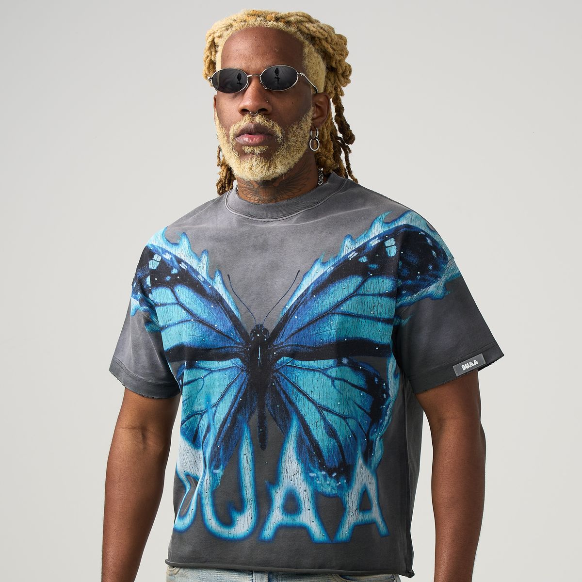 Duaa - Butterfly Grey Blue Tee
