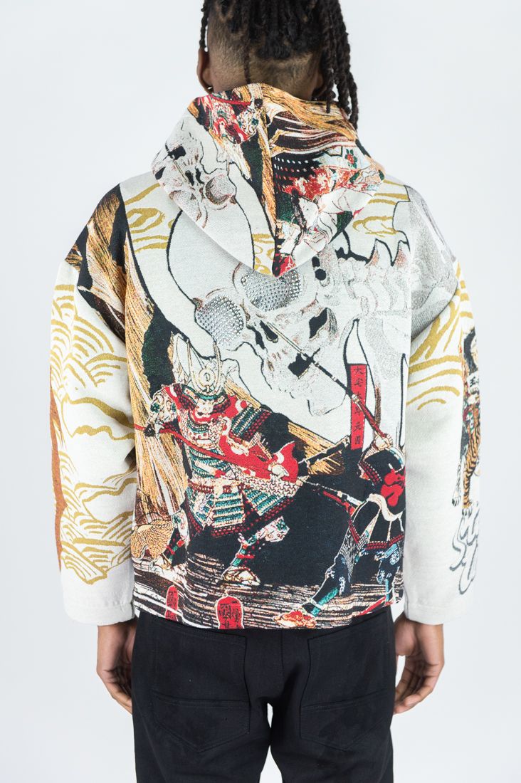 Rebel Minds Stay Wild Cream Tapestry Hoodie Premium Streetwear