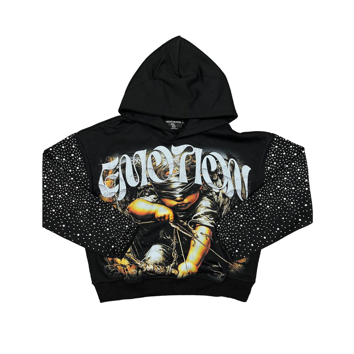 Mixed Emotions - Archer Rhinestone Black Hoodie