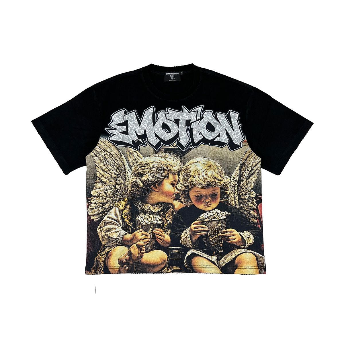 Mixed Emotions - Angel Whispers Rhinestone Black Tee