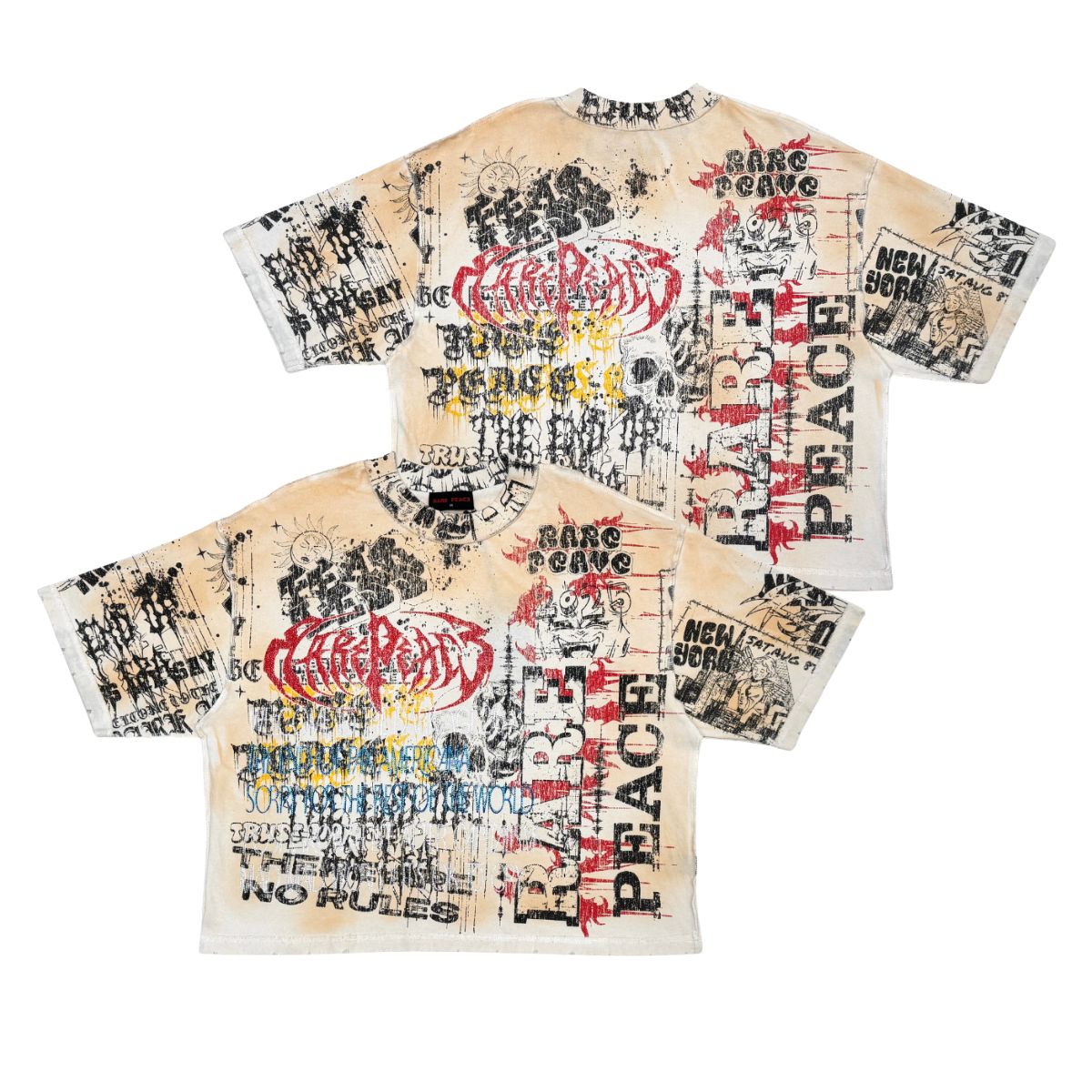 Rare - All Over Washed Khaki Brown Crop Tee