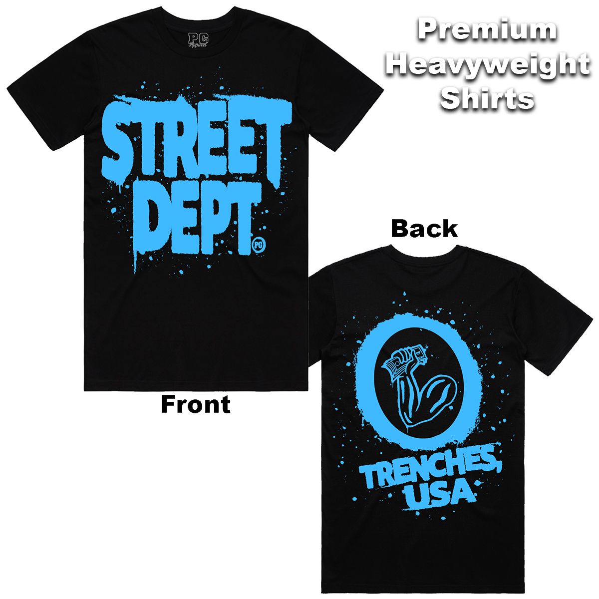 Street Dept - Drip Black Sky Blue Carolina Tee