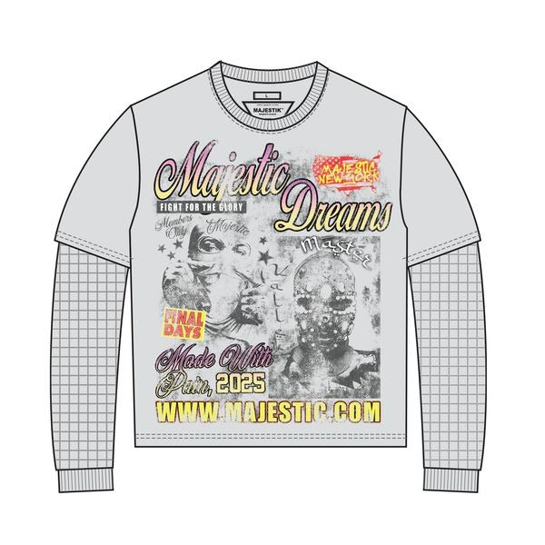 Rhinestone Graphic Tee - Majestik Fight For Glory Cream Streetwear