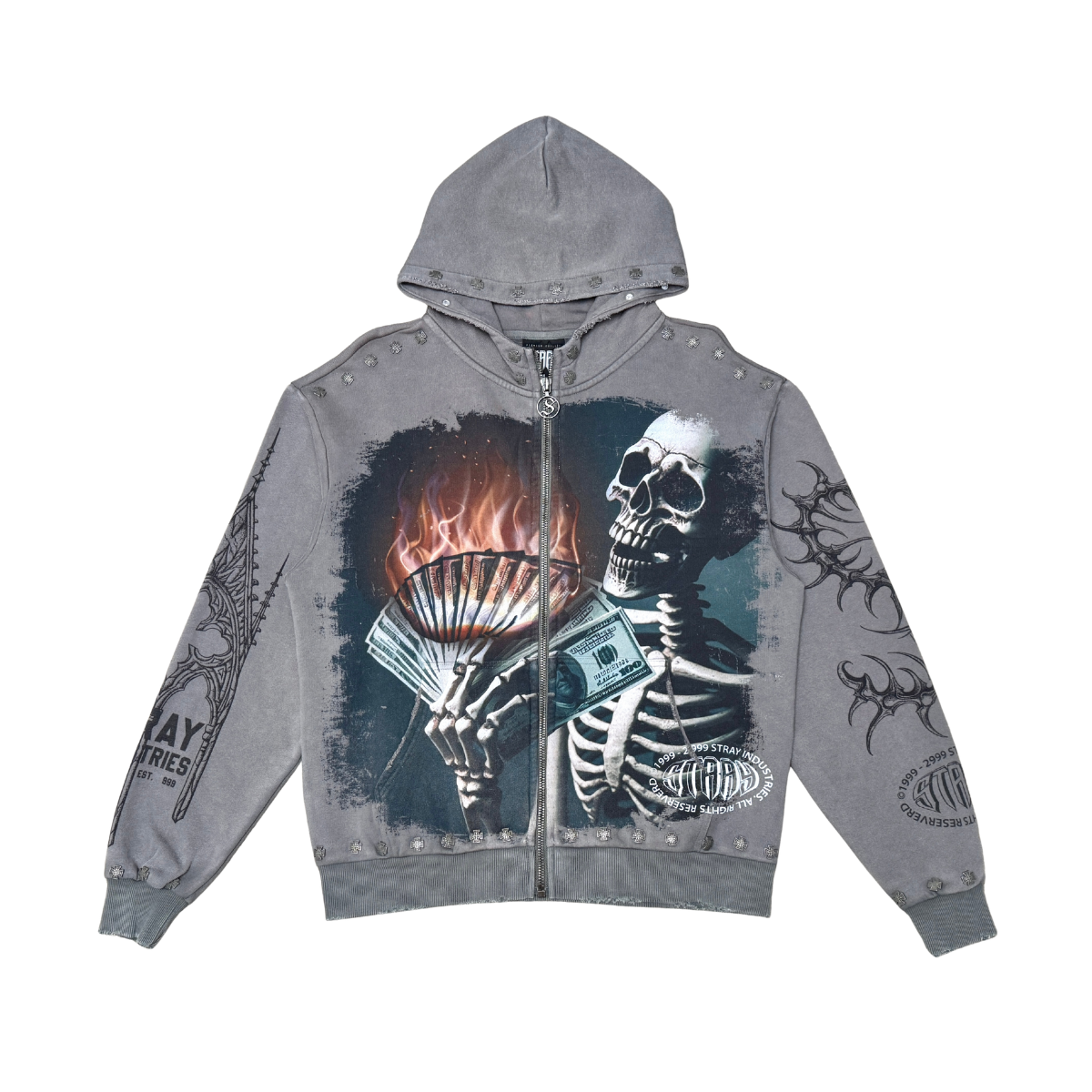 Stray - Skeleton Money Grey Hoodie