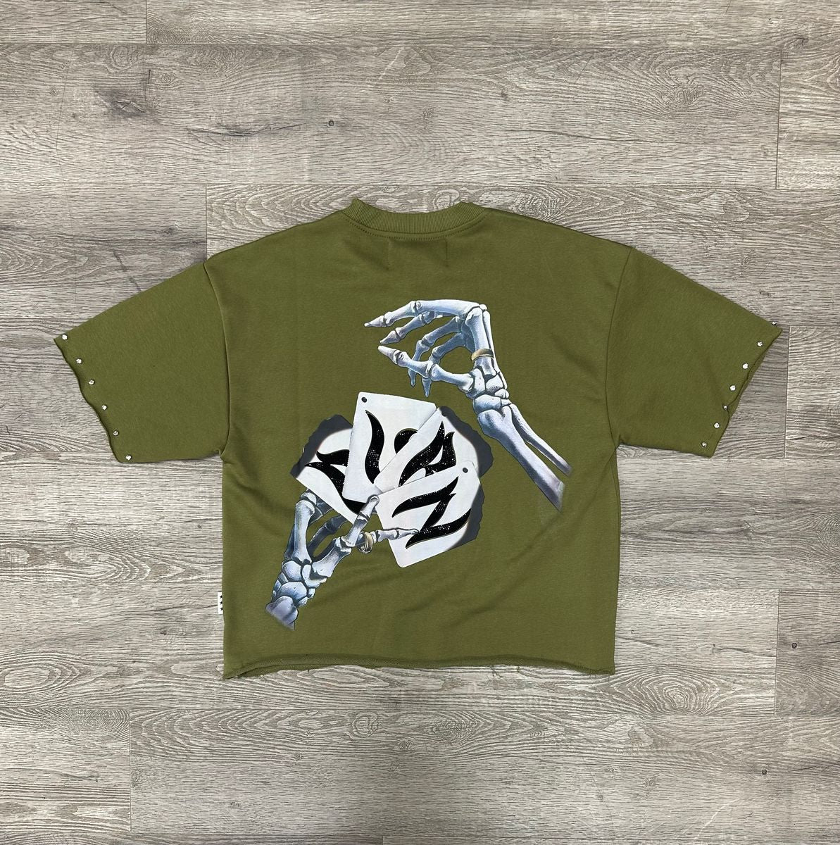 BKYS - Skeleton Olive Green Crop Tee