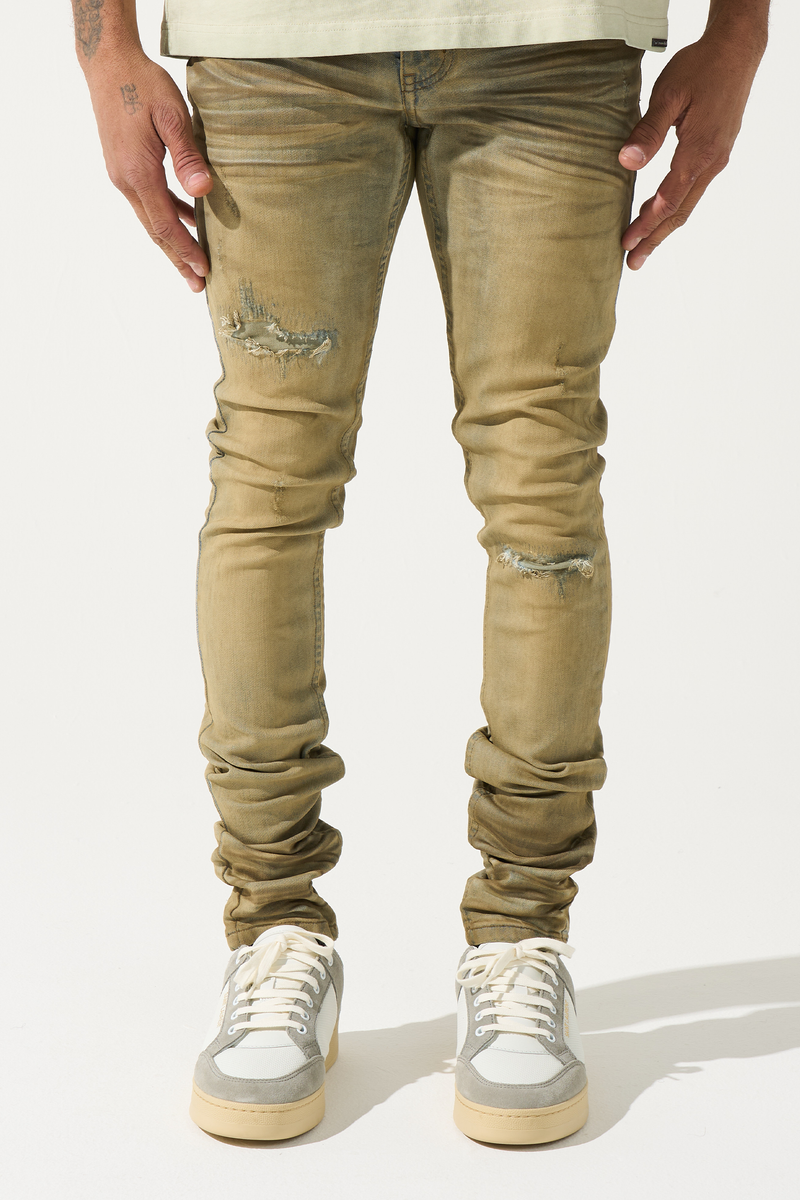 Serenede - Mocha Dirty Blue Skinny Jeans