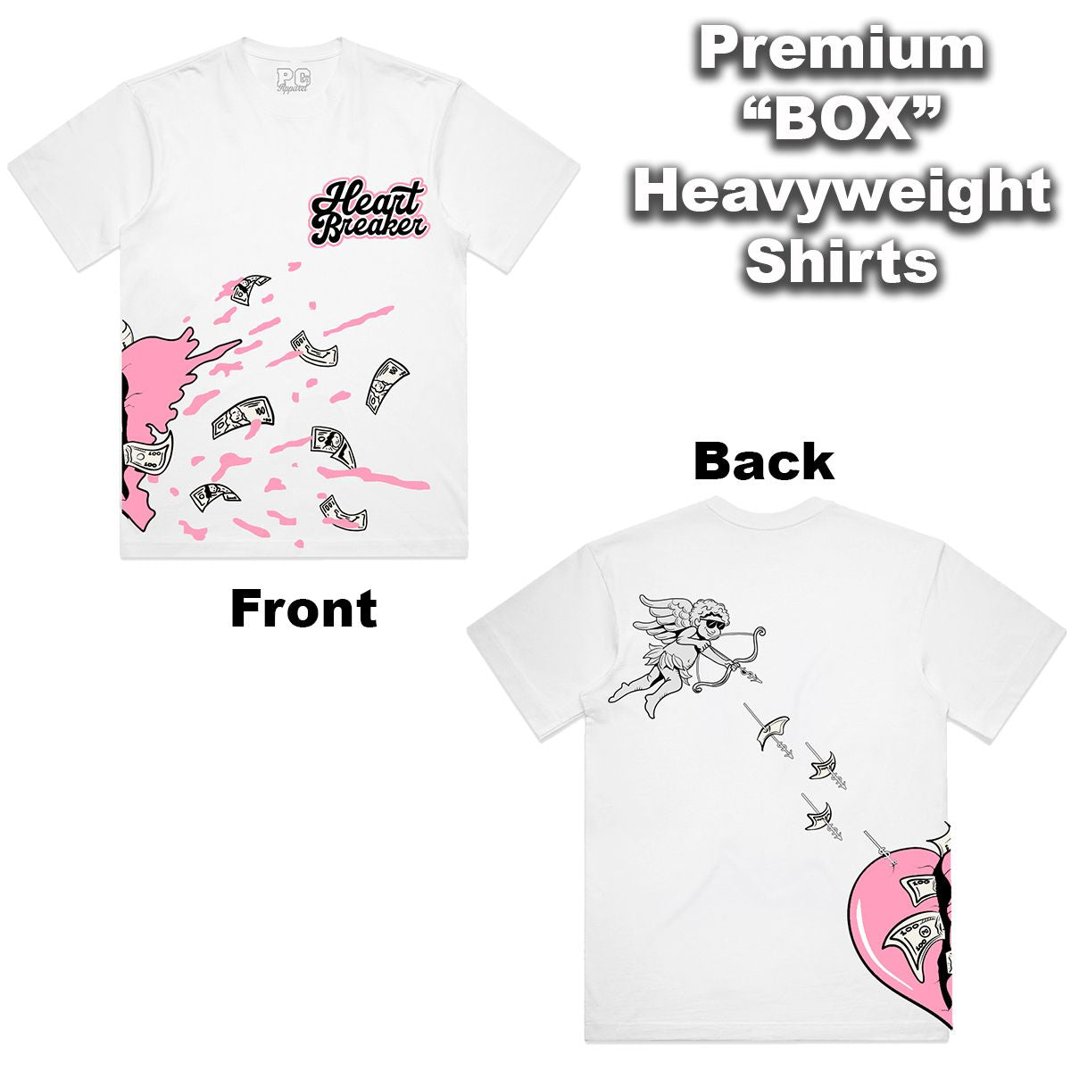 Heart Spatter - White Pink Tee