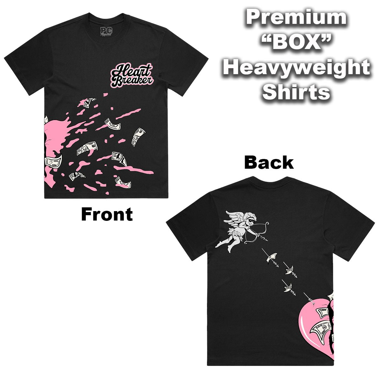 Heart Splatter - Black Pink Tee
