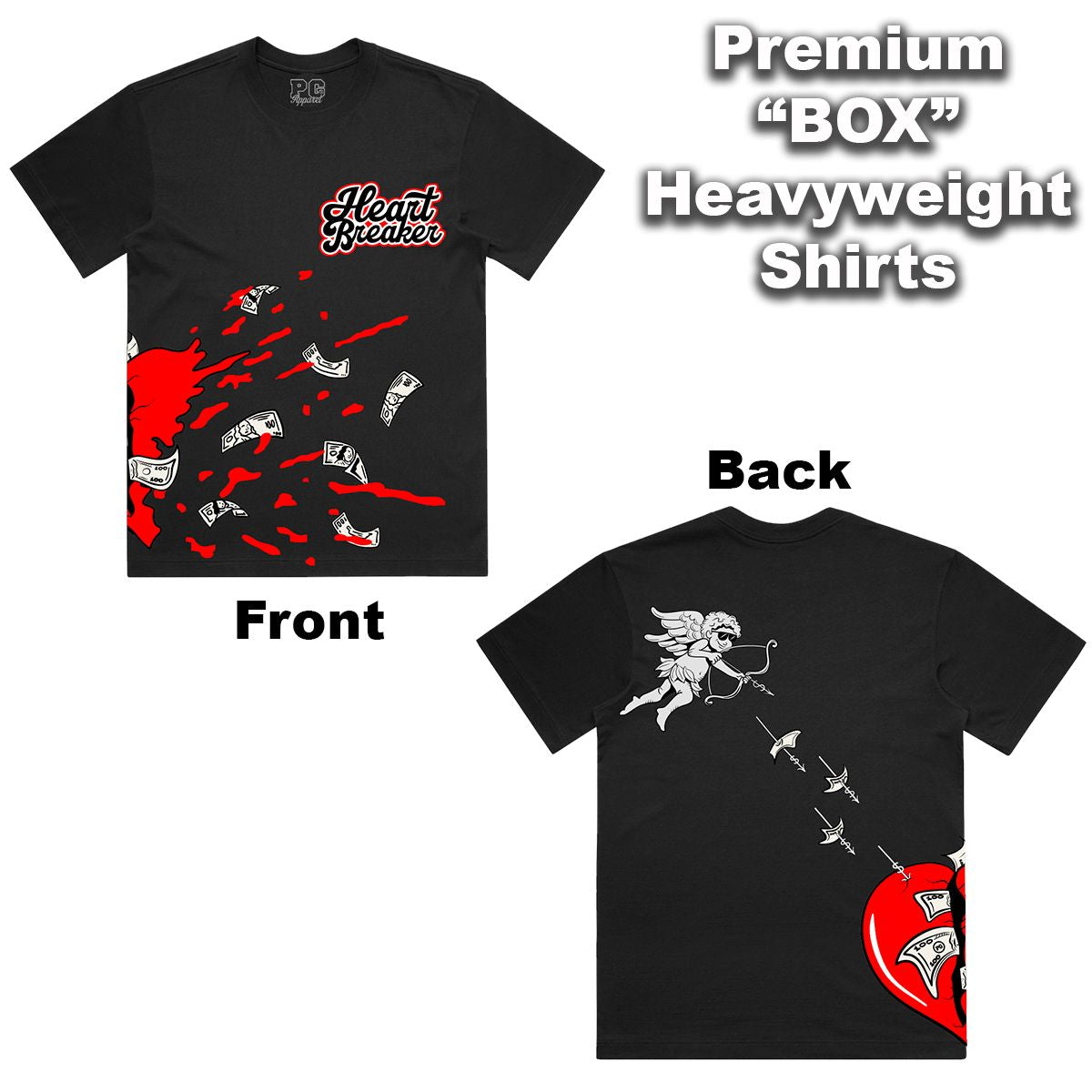 Heart Splatter - Black Red Tee