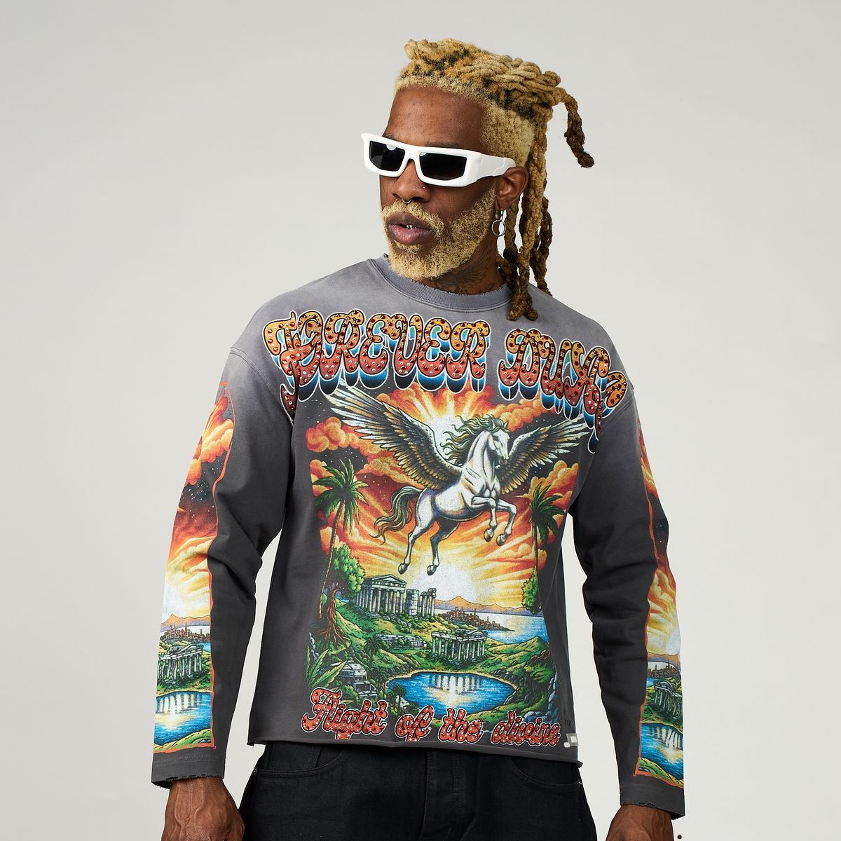 Duaa - Goodyear Grey Multi Color Long Sleeve Tee