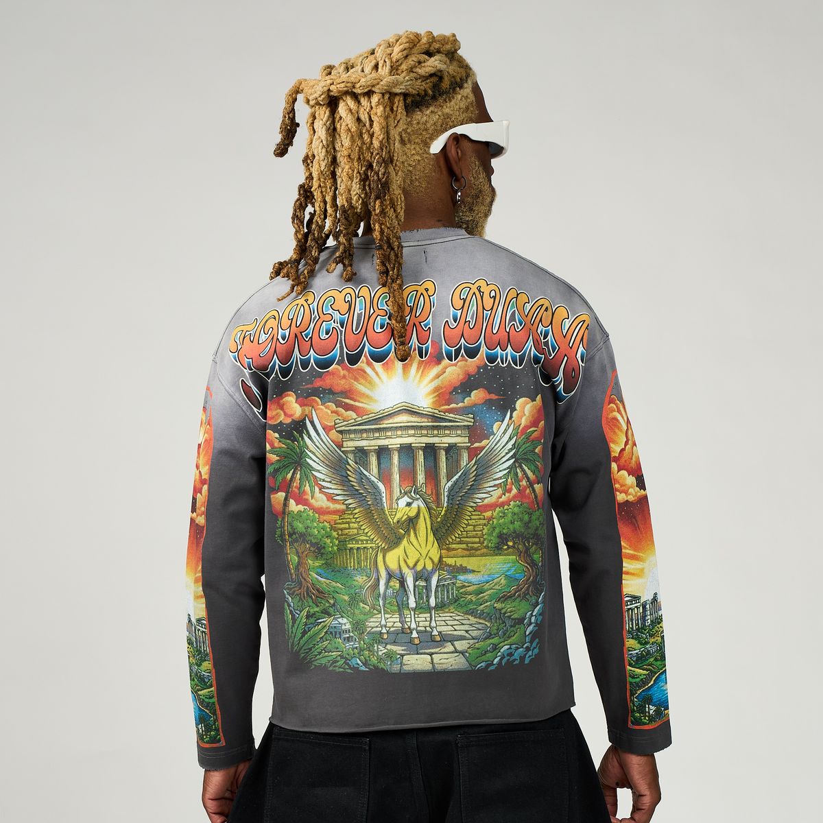 Duaa - Goodyear Grey Multi Color Long Sleeve Tee