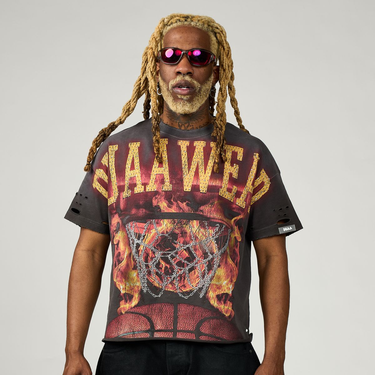 Duaa - Basketball Flame Shot Black Tee