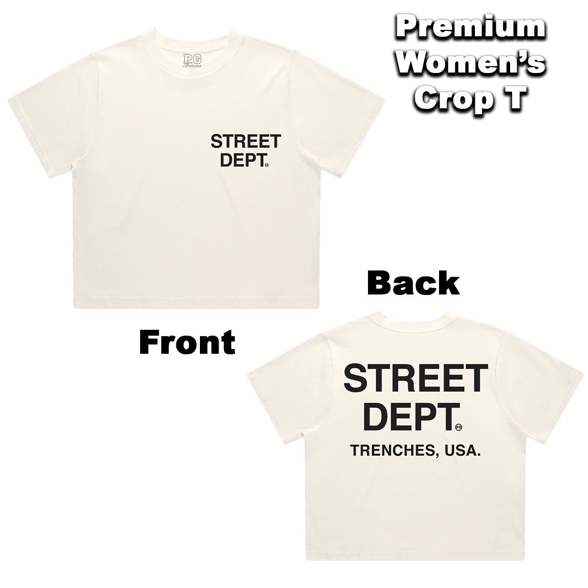 Street Dept - Women Crop Top Cream Black Tee