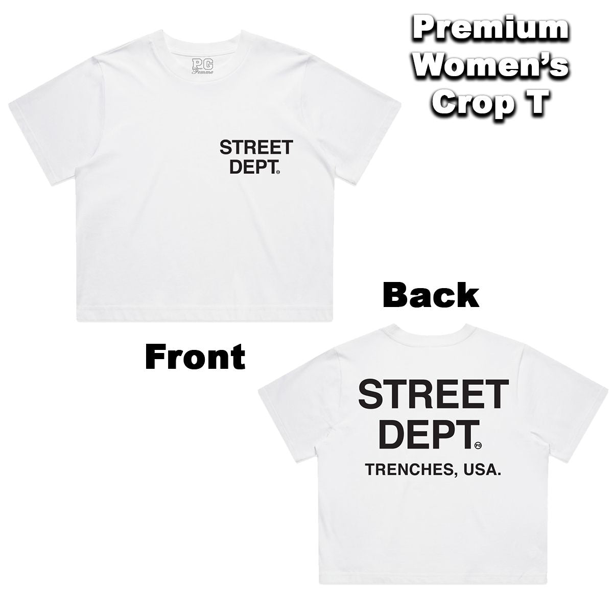 Street Dept - Women Crop Top White Black Tee