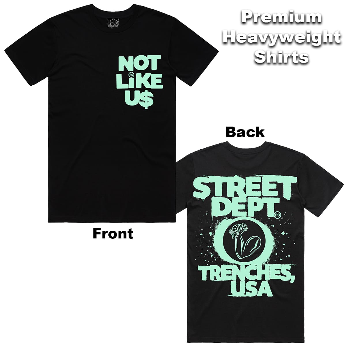 Street Dept - Not Like Us Black Mint Green Tee