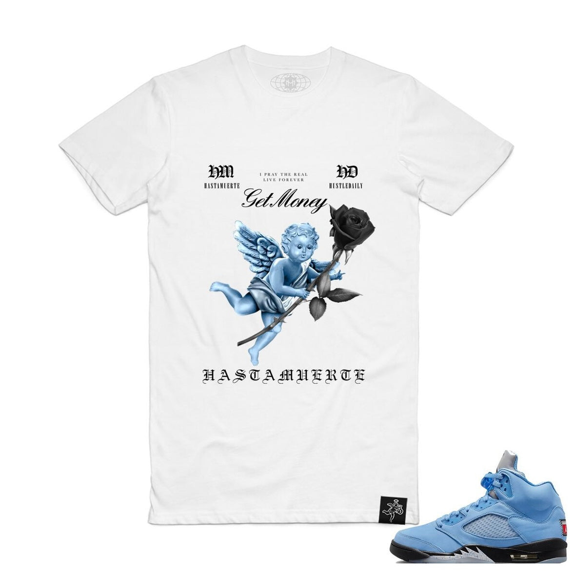 Hasta - Get Money White / Sky Blue Tee