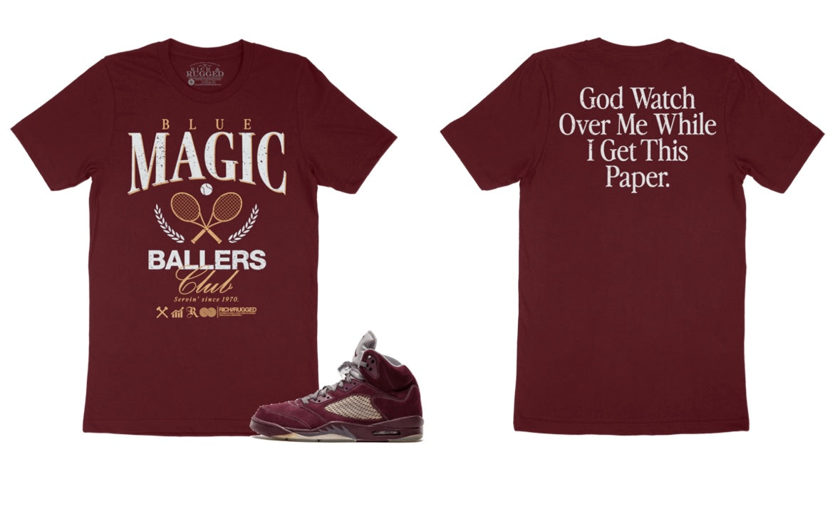Rich & Rugged - Blue Magic Maroon Tee