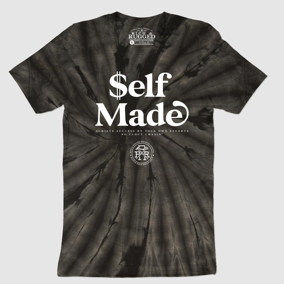Rich & Rugged - Self Made Tye Dye Black Tee