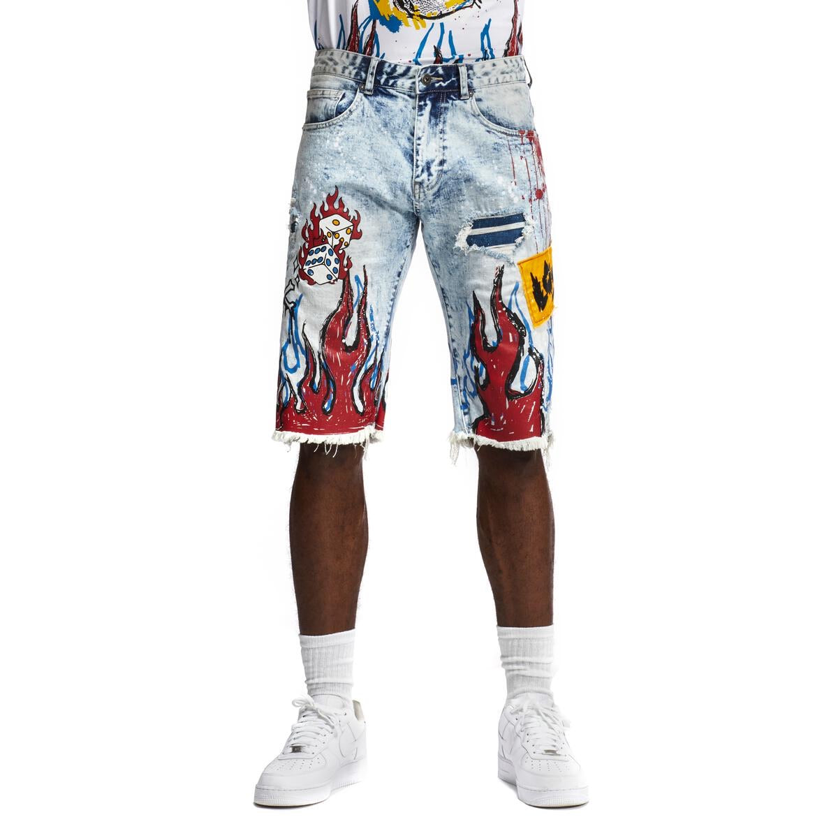 Smoke Rise - FLAME GRAPHIC DENIM SHORT