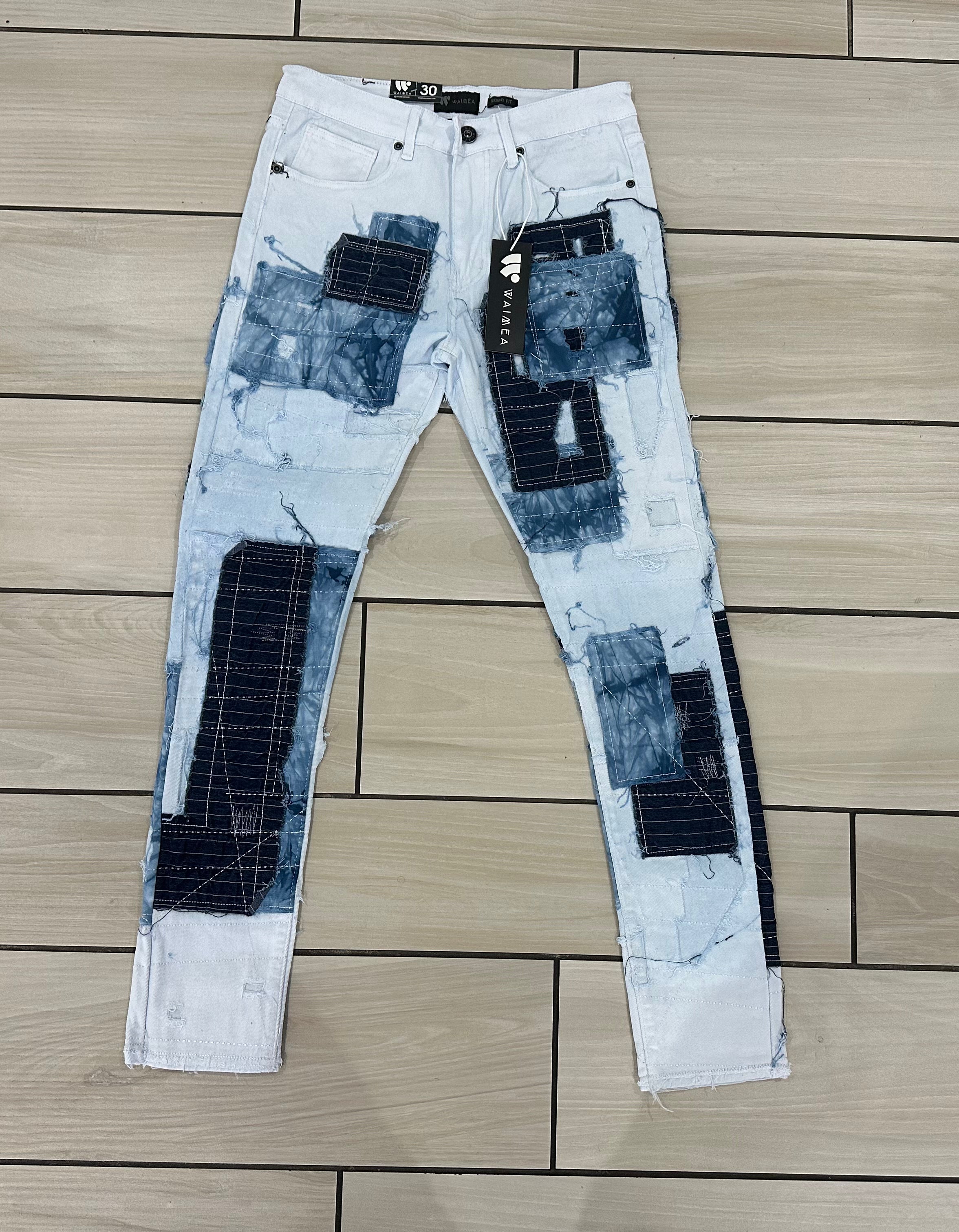 Waimea - M5714T White / Blue Patch Jean