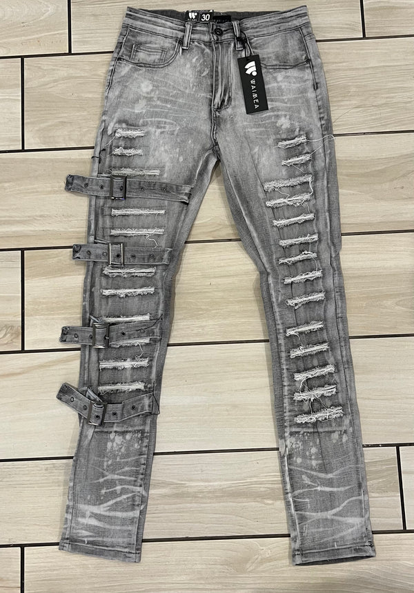 Waimen - M5489D Grey Bleach Jean