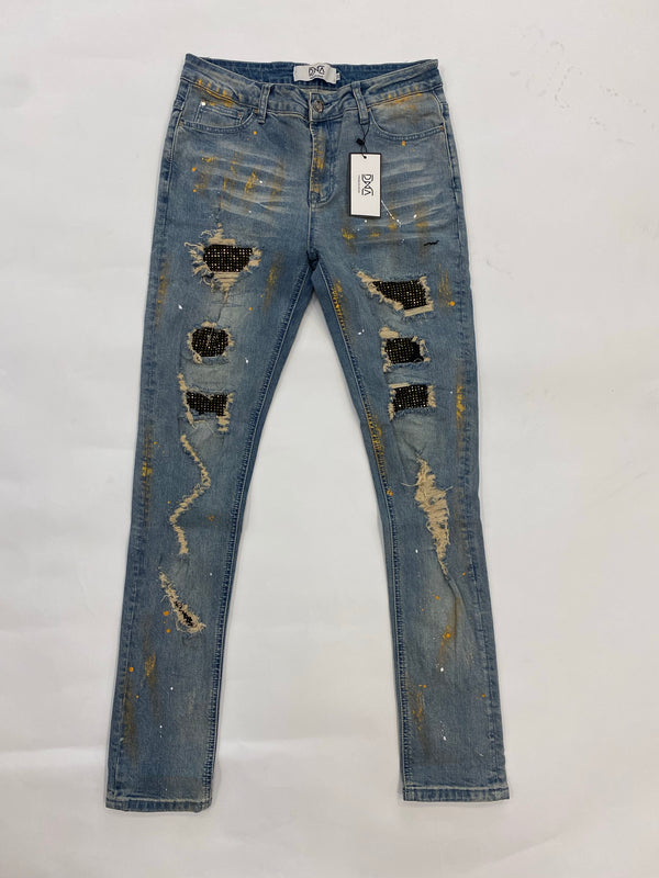 Dna - Jeans Patch Medium Blue / Black / Gold