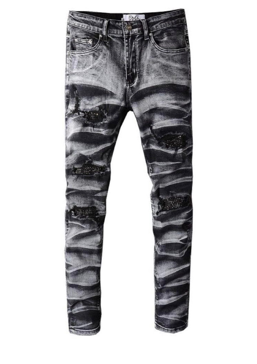 Dna - Jeans Light Black / Black Patch Rhinestone Jean August