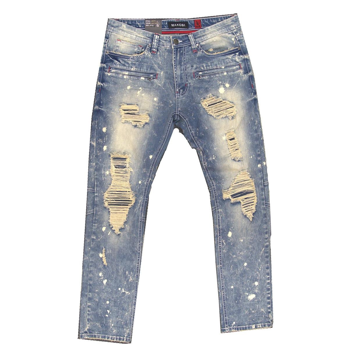 Makobi - July Dirt Wash SHREDDED JEANS W/ SPOTS M1771