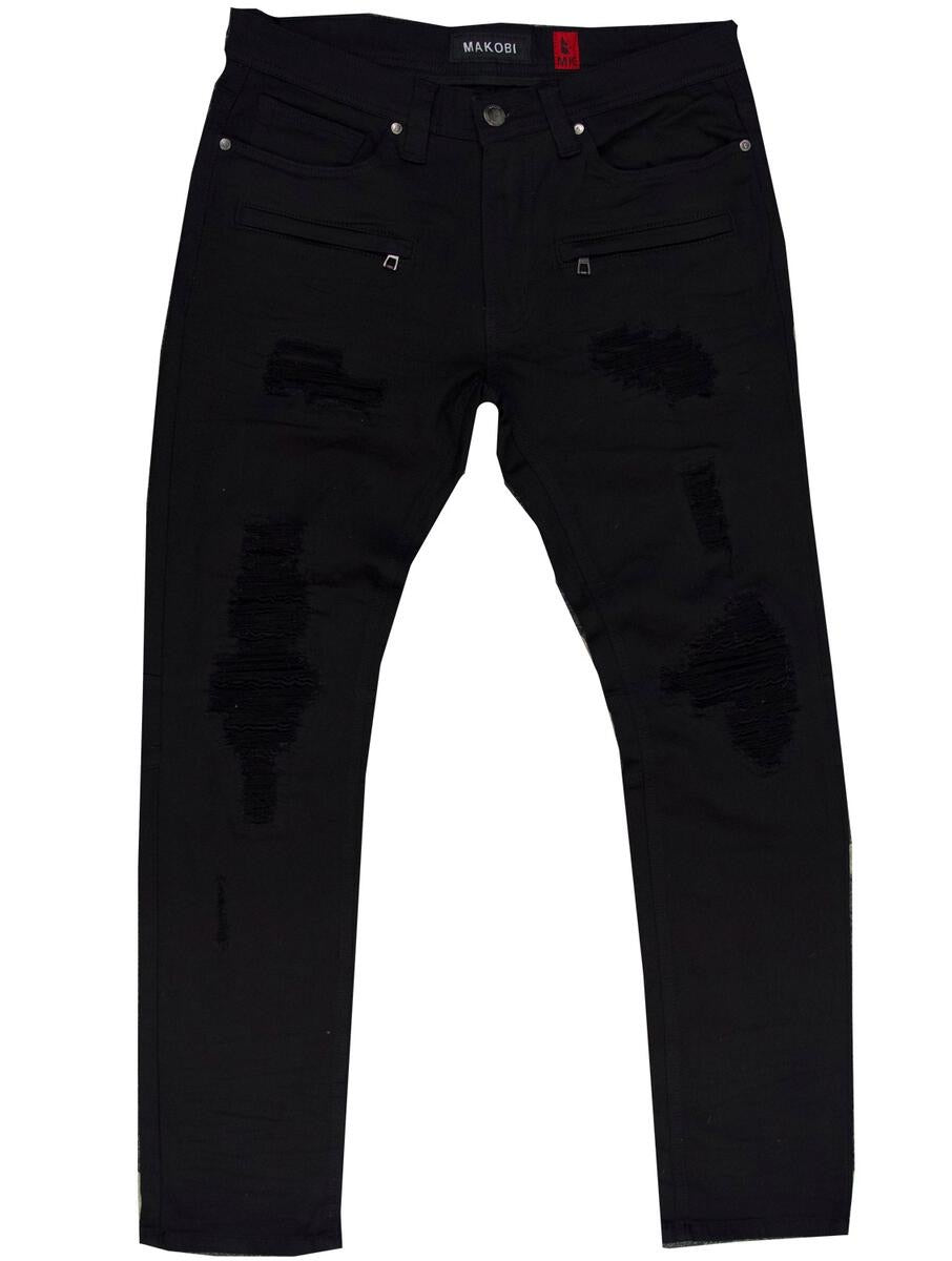 MAKOBI - SHREDDED Black JEANS M1771