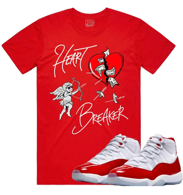 Jordan 11 Cherry 11s Shirts Heart Breaker Red White Tee