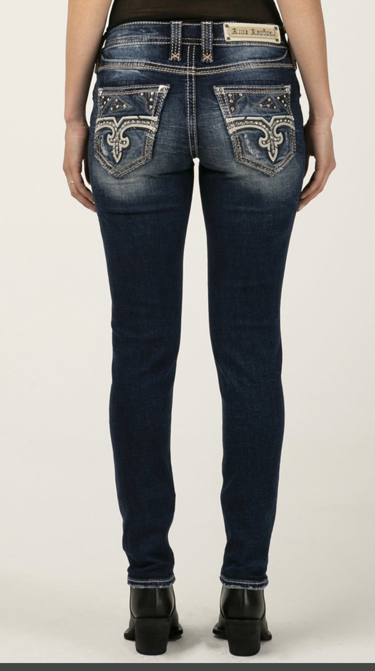Rock Revival - W Hibiscus Denim Jean