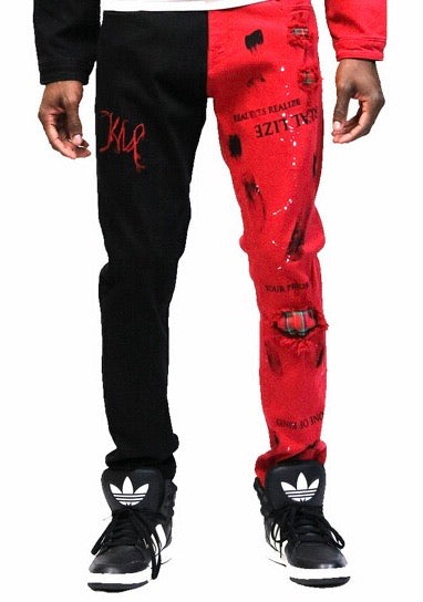 Kleep - Jeans Black / Red Denim