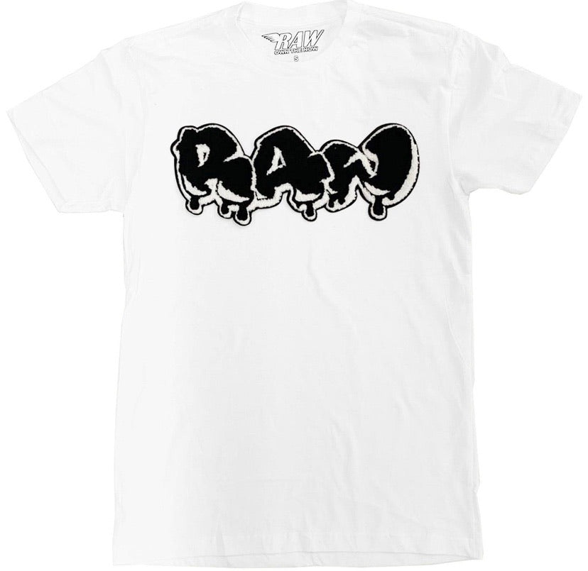 Rawalty - RAW Drip Logo White Black Tee
