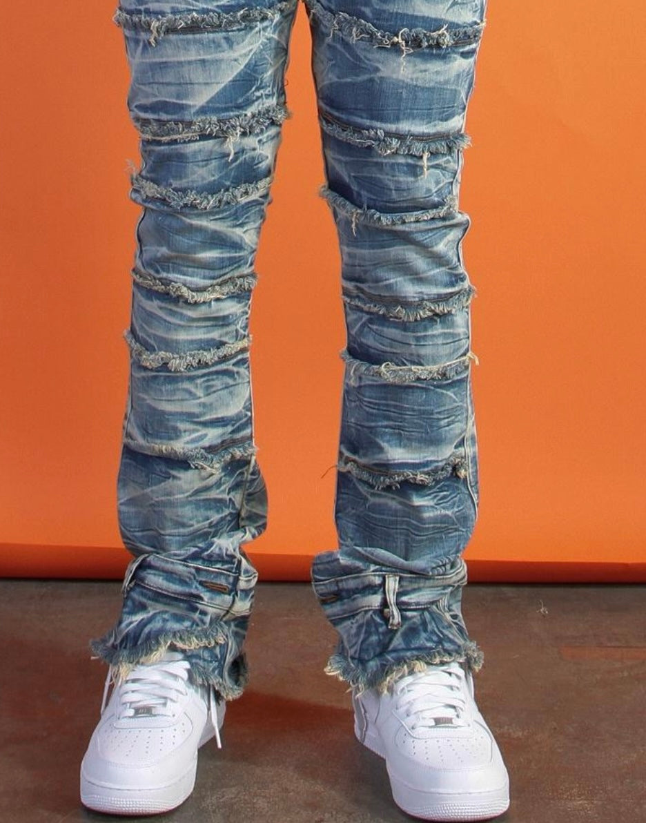Cooper 9 - 506 Ripped Layers Stack Jeans Crack Mid Wash (2150682)