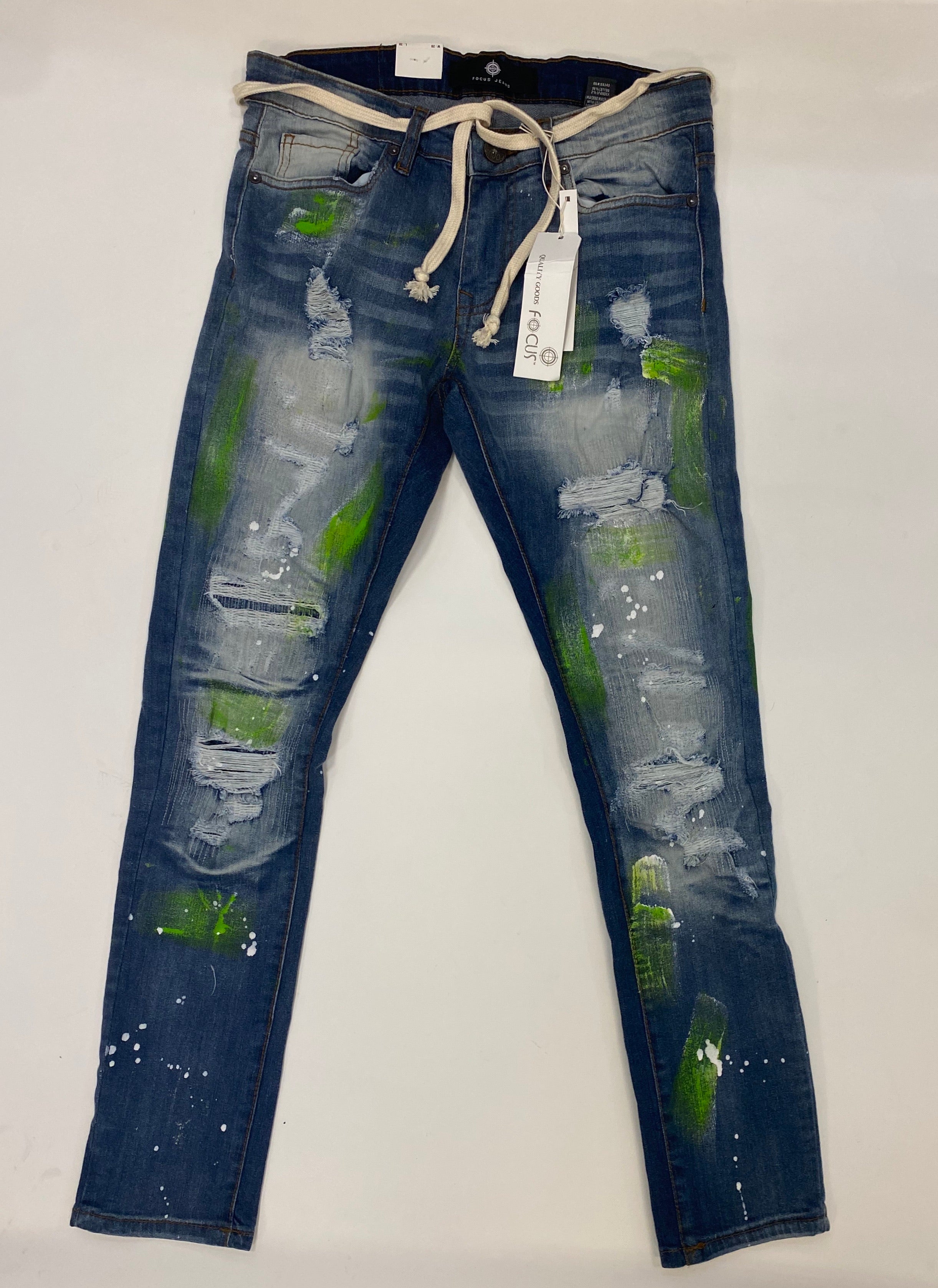 Focus - AirBrush Lime Green Jean