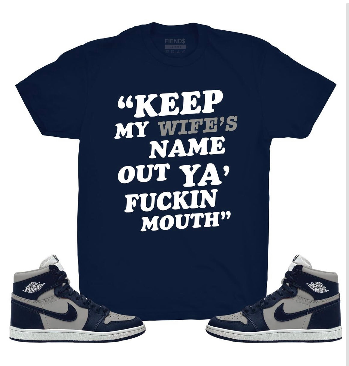 Fiends - Keep My Wife’s Name Navy Tee